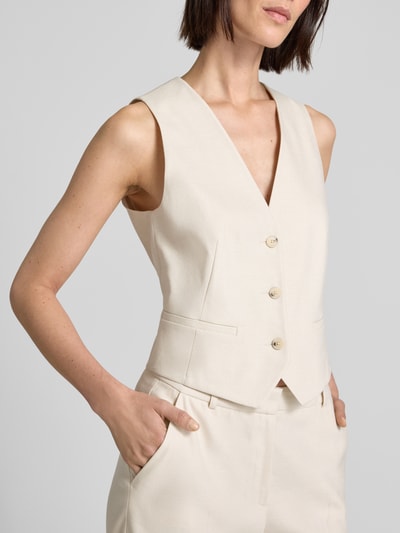 comma Gilet met V-hals en paspelzakken Zand - 3