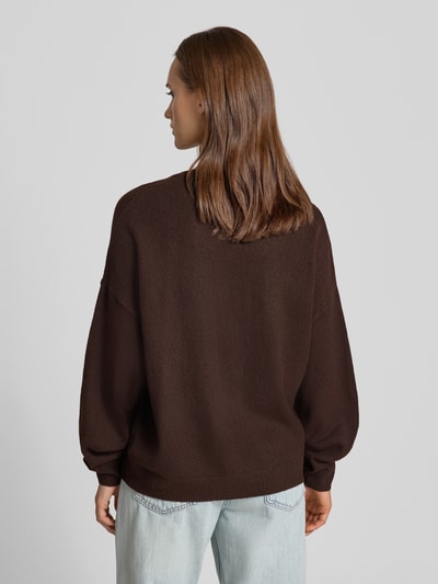 REVIEW regular fit trui in brei-look Donkerbruin - 5