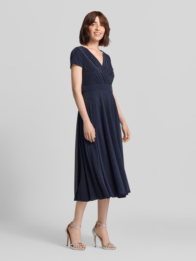 Vera Mont Tailliertes Cocktailkleid mit V-Ausschnitt Marine 1