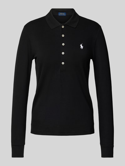 Polo Ralph Lauren Poloshirt in design met lange mouwen, model 'JULIE' Zwart - 1