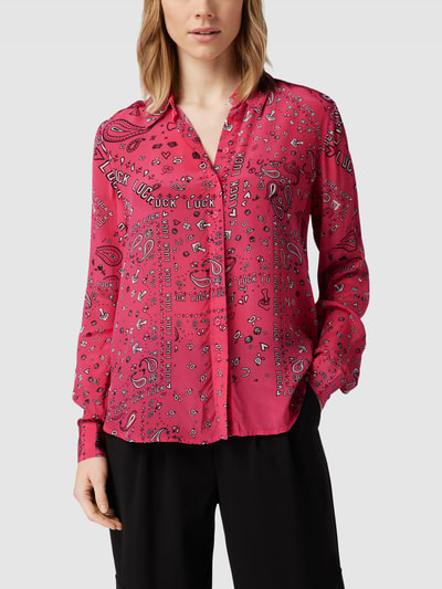 Frogbox Overhemdblouse met all-over motief Felroze - 4