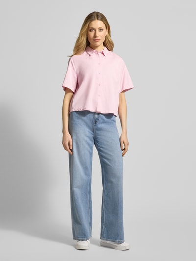 Jake*s Casual Boxy Fit Bluse aus Lyocell-Baumwoll-Mix Pink 1