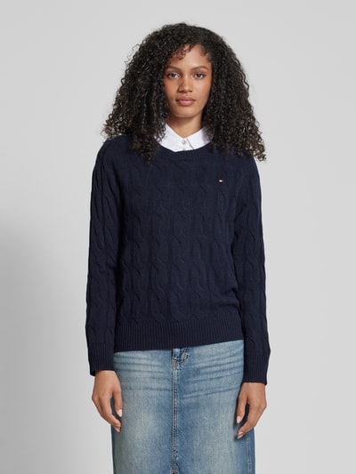 Tommy Hilfiger Strickpullover mit gerippten Abschlüssen Dunkelblau 4