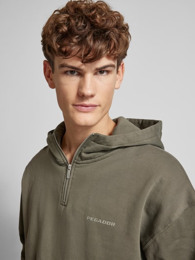 Pegador Oversized Hoodie mit Reißverschlussleiste Oliv 3