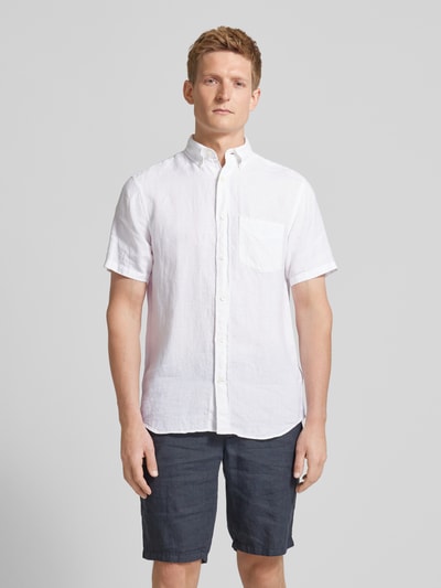 Gant Regular fit linnen overhemd met verlengde achterkant Wit - 4