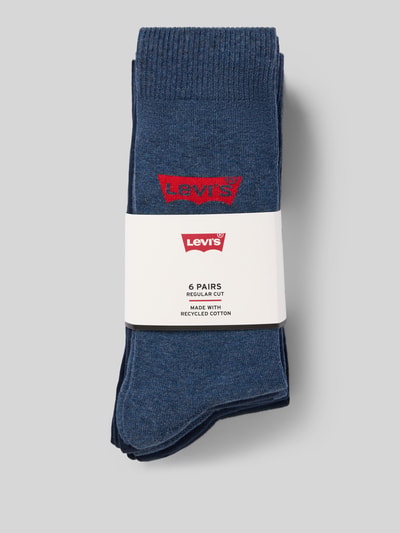 Produktfoto, Socken aus Baumwoll-Mix im 6er-Pack von Levi’s®, dunkelblau mit rotem Logo, glatte Textur, Herren Socken von Levi’s®