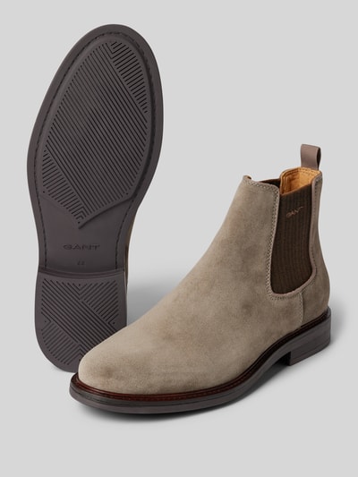 Gant Chelsea boots van leer met labelopschrift, model 'St Fairkon' Grafiet - 4