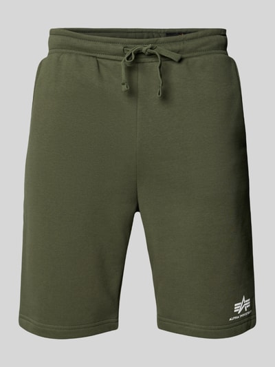 Alpha Industries Sweatshorts mit elastischem Bund und Tunnelzug Oliv 2