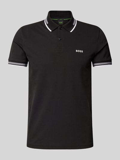 BOSS Green Slim Fit Poloshirt mit Label-Print Modell 'Paul' Black 2
