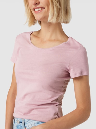 Jake*s Casual T-Shirt mit geripptem Rundhalsausschnitt Mauve 3