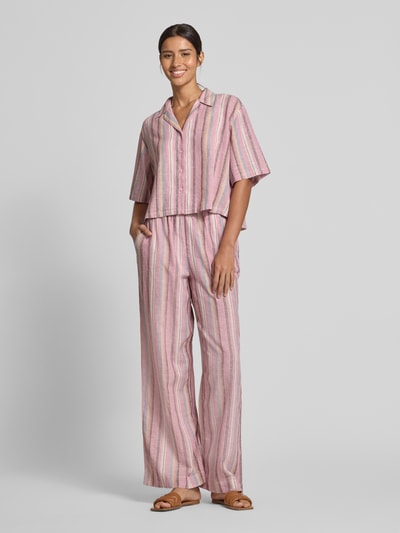 Jake*s Casual Wide Leg Stoffhose aus Leinen-Baumwoll-Mix Mauve 1