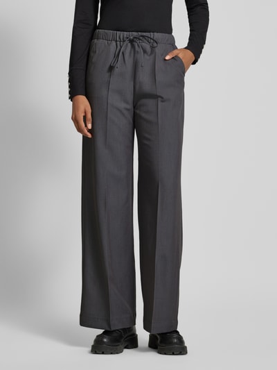 QS Wide leg stoffen broek met tunnelkoord Antraciet - 4