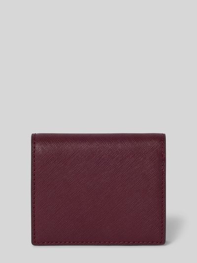 Produktfoto, Portemonnaie aus echtem Rindsleder Modell 'CMPCT WALLET' von Lauren Ralph Lauren, bordeauxrot mit feiner Lederstruktur. Damen Portemonnaie.