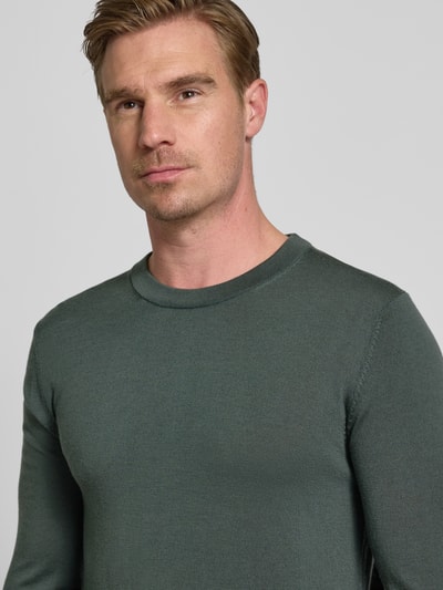 SELECTED HOMME Regular fit pullover van zuivere merinowol, model 'TRAY' Donkergroen - 3