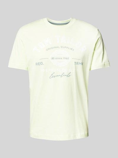 Tom Tailor Regular Fit T-Shirt aus reiner Baumwolle mit Label Print Neon Gelb 2