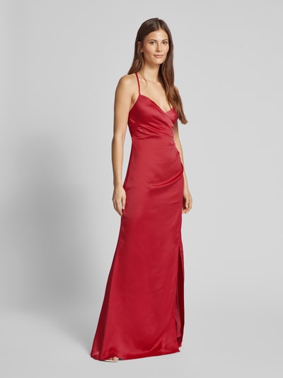 Jake*s Cocktail Abendkleid mit V-Ausschnitt Hellrot Melange 1