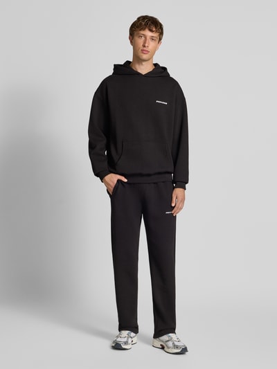Pegador Oversized Hoodie mit Logo-Stitching und Känguru-Tasche Black 1
