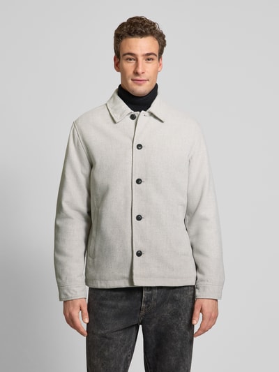 Jack & Jones Premium Regular Fit Hemdjacke mit Kentkragen Modell 'CARTER' Offwhite 4