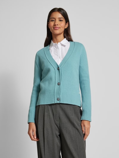 Fynch-Hatton Regular fit cardigan van wol met V-hals Aquablauw - 4