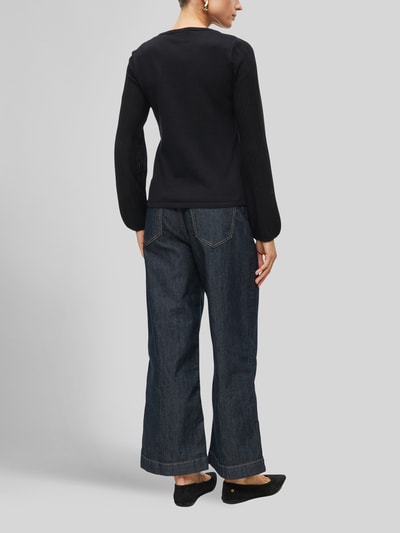 s.Oliver BLACK LABEL Regular Fit Strickpullover aus Viskose-Mix mit plissierten Ballonärmeln Black 4