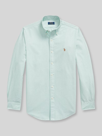 Produktfoto, Custom Fit Freizeithemd aus reiner Baumwolle von Polo Ralph Lauren in Mintgrün mit feinen weißen Streifen, glatte Textur