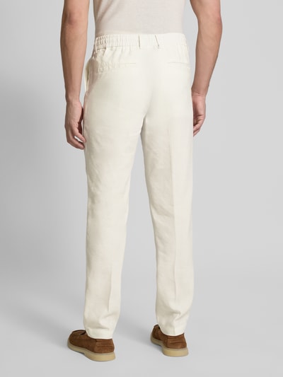 BOSS Regular Tapered Fit Leinenhose mit Tunnelzug Modell 'Kane' Weiss 5
