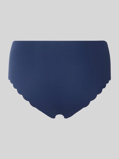 Produktfoto, Slip im nahtlosen Design Modell 'SENSATION' von SKINY, dunkelblau, glatte Oberfläche, gewellte Kanten, Material-Mix mit Stretch-Anteil, körpernahe Passform