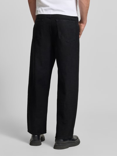 HUGO Jeansy o kroju loose fit z szerokimi nogawkami z czystej bawełny model 'HUGO 554' Czarny 5