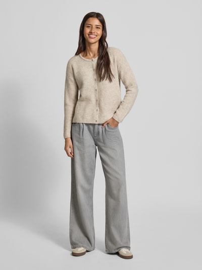 MOS MOSH Strickjacke mit Rundhalsausschnitt Modell 'Almine' Sand 1