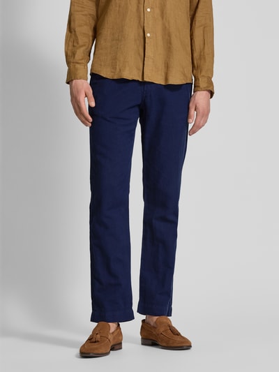 Polo Ralph Lauren Regular fit linnen broek met knoop- en ritssluiting Marineblauw - 4