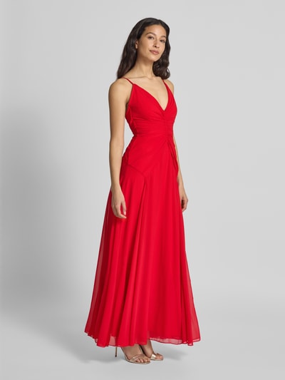 LACE & BEADS Abendkleid mit Raffungen und Spaghettiträgern Rot 1
