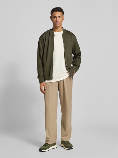 SELECTED HOMME Relaxed fit sweatjack van katoenmix, model 'MACK' Olijfgroen - 1