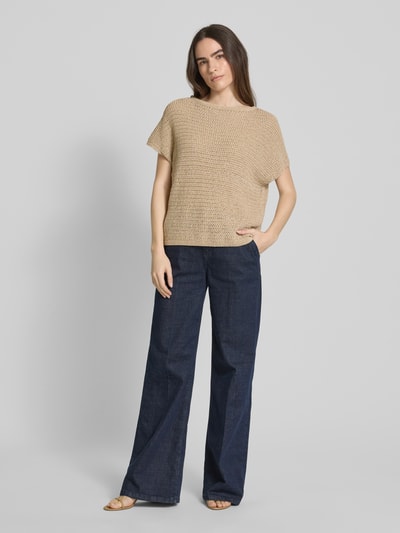 s.Oliver BLACK LABEL Loose Fit Strickpullunder mit überschnittenen Schultern Sand 1