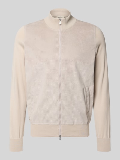 Produktfoto, Jacke mit Zweiwege-Reißverschluss von GRAN SASSO aus Reine Baumwolle in Beige, Regular-Fit, Stehkragen, Eingrifftaschen, strukturierte Oberfläche.