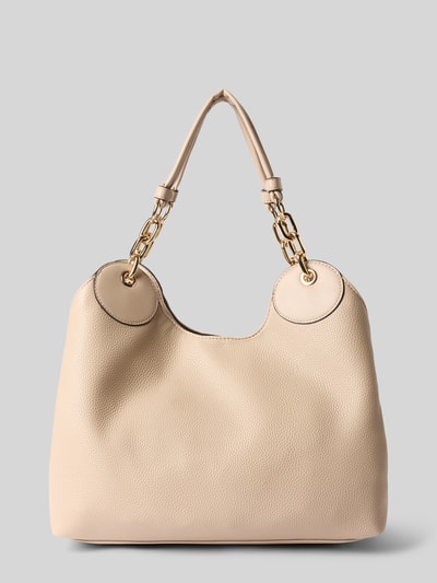 Produktfoto, Handtasche mit Magnetverschluss und Tragehenkel von Liu Jo White in Beige mit Label-Detail, Hauptfach, Reißverschlussfach, Maße 39 cm Breite, 29 cm Länge, 16 cm Tiefe, Schulterriemen 45 cm, strukturierte Oberfläche