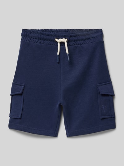 Productfoto, Straight Fit Shorts mit Cargo-Taschen van Blue Seven in effen donkerblauw katoen met elastische tailleband en tunnelkoord, kindermode