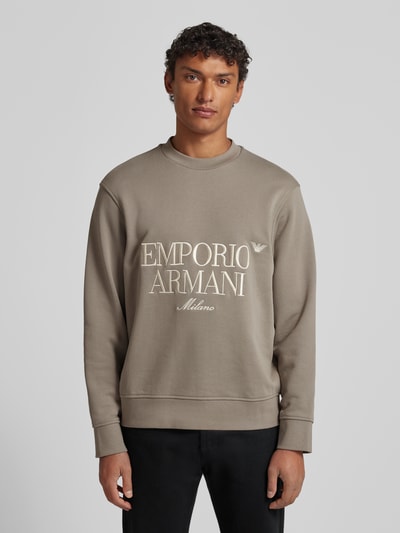 Emporio Armani Sweatshirt mit Label-Stitching Hellgrau 4