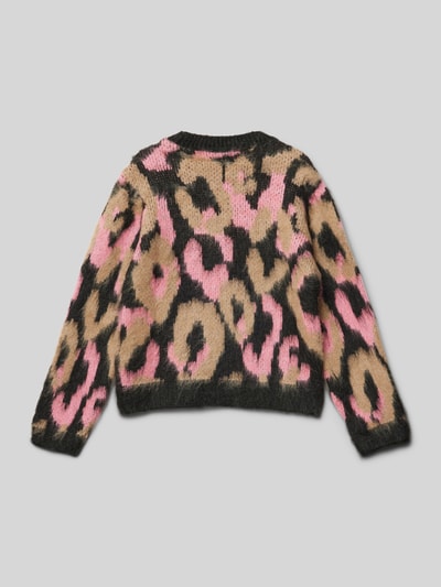 Only Regular fit gebreide pullover met abstract motief, model 'WILD' Zwart - 3