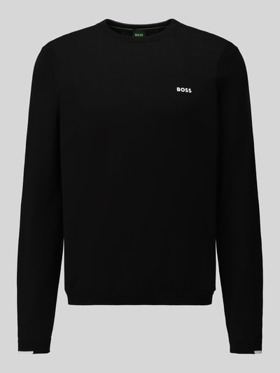 Produktfoto, schwarzer Regular Fit Pullover aus reiner Baumwolle Modell 'KN_Ever-X' von BOSS Green, schlichte Optik, feine Struktur