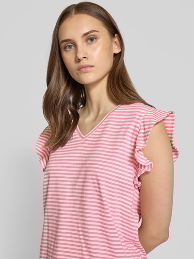 Marc O'Polo Denim T-Shirt mit Volantärmel Pink 3