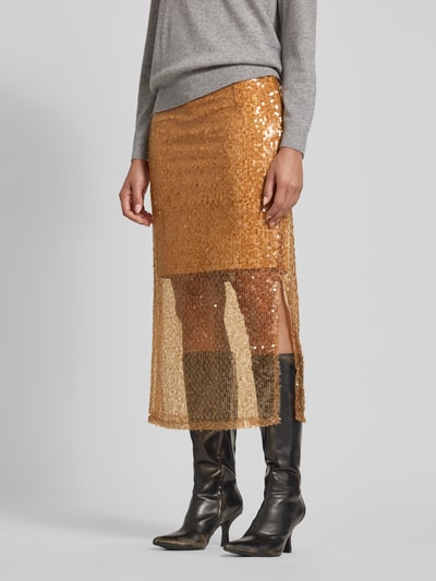 Jake*s Collection Midirock in semitransparenter Layering-Optik Camel 4