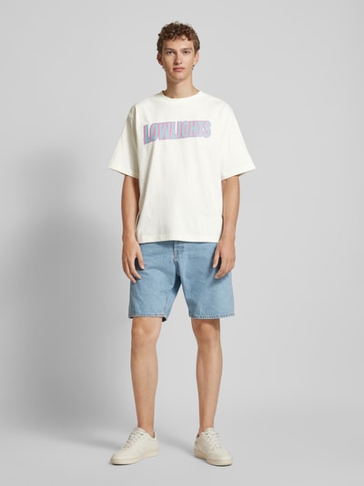 Low Lights Studios Oversized T-shirt met labelprint, model 'WAVES' Offwhite - 1