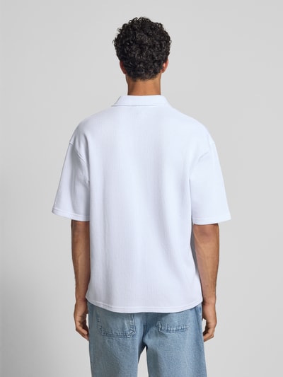 Pegador Koszulka polo o pudełkowym kroju z fakturowanym wzorem model ‘Signar’ Biały 5