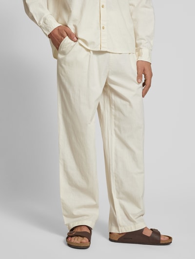 REVIEW Straight Leg Bundfaltenhose mit elastischem Bund Ecru 4