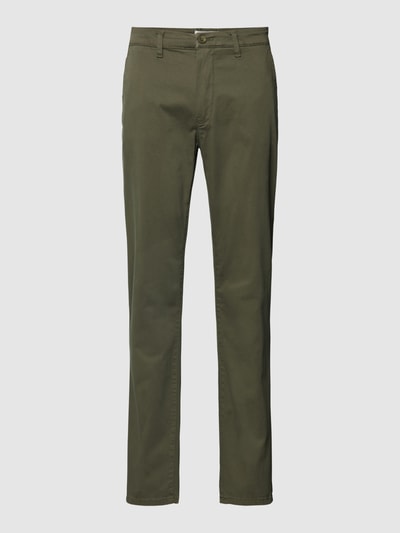 Casual Friday Slim fit broek met Franse steekzakken Olijfgroen - 2