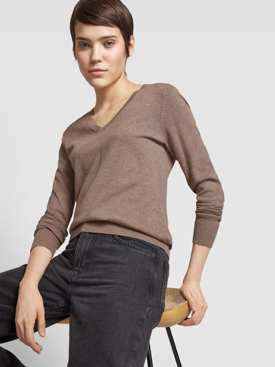 Montego Strickpullover mit V-Ausschnitt Taupe Melange 3