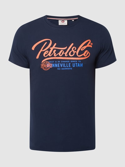 Petrol T-shirt z logo Granatowy 2