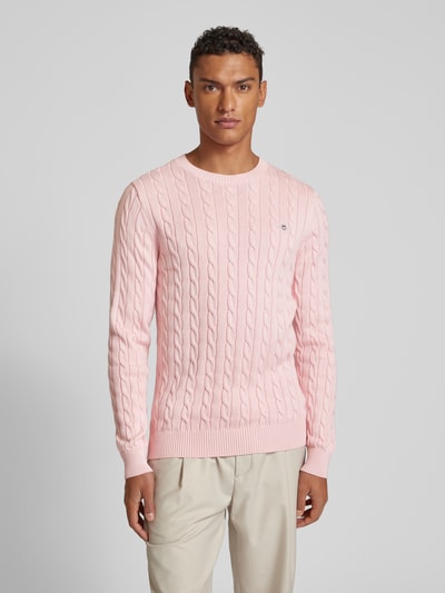 Gant Gebreide pullover met kabelpatroon Roze - 4