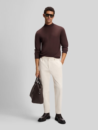 BOSS Regular Fit Pullover aus reiner Schurwolle Modell 'Bjarno' Dunkelbraun 1