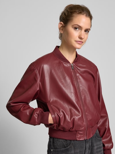 Only Bomberjacke aus Kunstleder mit Stehkragen Modell 'HEIDI'  Bordeaux 3